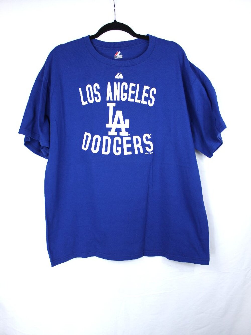 LA LOS ANGELES DODGERS BLUE WHITE LETTERING MAJESTIC LABEL MEN'S T-SHIRT SIZE XL